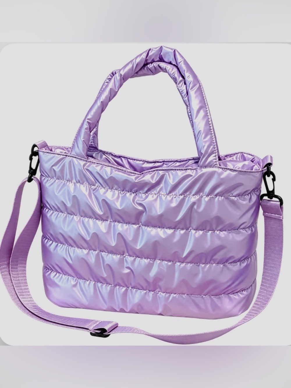 Puffy Quilted Tote Bag in Lavender
